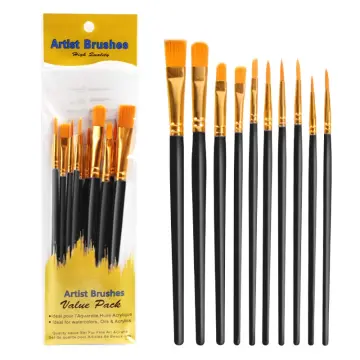 10pcs Flat Paint Brushes 1 Inch Wide, Watercolor Acrylic Paint