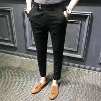 กางเกงผู้ชาย กีฬาแฟชั่นลำลอง แสลค Casual Slacks Cropped Pants คุณภาพดี ยืดหยุ่น ถูกมาก 2สี