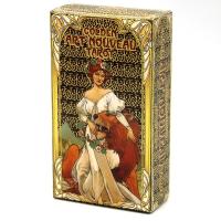 10.3*6 ซม.Golden Art Nouveau Tarot Deck 78 การ์ดคู่มือการ์ดลึกลับDivination Bookชุดสำหรับผู้เริ่มต้นคลาสสิกart Nouveauสไตล์