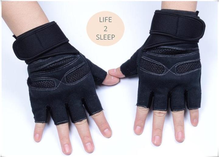 ถุงมือฟิตเนส-ถุงมือออกกำลังกาย-ถุงมือยกน้ำหนัก-ถุงมือยกเวท-คาร์ดิโอ-สวมใส่สบาย-ระบายอากาศดี-fitness-glove-sports-gloves-สีดำ