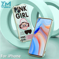 YiaMia เคสโทรศัพท์รูปการ์ตูนเคสโทรศัพท์สำหรับ iPhone 14 13 12 11 Pro Max XS Max XR XS X 8 7 6S 6 Plus SE 2020เคสแฟชั่นสาวน่ารักโครเมี่ยมสุดหรู TPU นิ่มเคสป้องกันคลุมทั้งหมดกล้อง