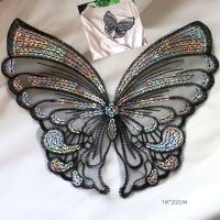 Fashion 12color butterfly lace patches for clothing sew on sequin embroidery applique butterfly parche for clothes accessories  Furniture Protectors