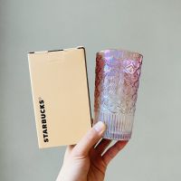 Starbuck Official Store Starbuck Anniversary Cup 2022 Limited Magic Color Series Gradual Fish Scale Round Retro Wind Glass ถ้วยดื่ม Starbuck Tumbler Starbuck Mug