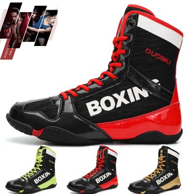 New mesh wrestling shoes high top foot protection boxing sneakers mens and womens fighting shoes professional wrestling shoes