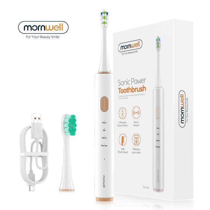 Mornwell Electric Sonic Toothbrush T32 USB Charge Rechargeable Waterproof Electronic Tooth 2