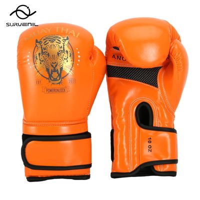 ถุงมือมวยเตะ PU สำหรับผู้ชายและผู้หญิง,เหมาะสำหรับถุงมือคาราเต้มวยไทยเหมาะสำหรับถุงมือสีส้มอุปกรณ์เทรนนิ่งเตะต่อย Sanda Fight MMA