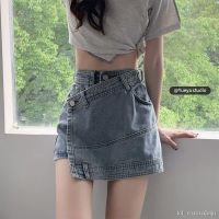 พร้อมส่ง ??Irregular Denim Short Skirt Skirt Spice Girls High Waist Culottes