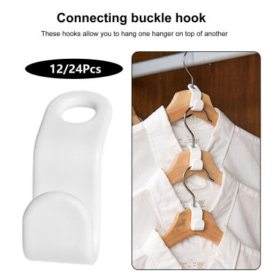 24Pcs Closet Plastic Clothes Hanger Connector Cascading Hook Space Saving Holder Extender Linking Hook Clips for Closet Wardrobe