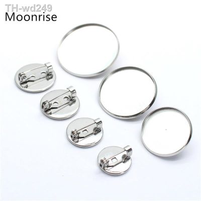 5Pcs 316 Stainless Steel Brooch Clasps Pin Disk Base Blank Cabochon Trays Back Bar for Badge Corsage Tags and Jewelry DIY Making