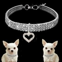 Crystal Adjustable Cat Dogs Collar With Safety Buckle Shiny Neck Ring Heart Shape Dog Neck Strap Universal Pet Supplies Hot Sale Collars