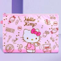 Cute Cartoon Hello Kitty Oxford Cloth A4 Test Paper Information Bag Kulomi File Bag Storage Subject Zipper Pencil Case 【AUG】