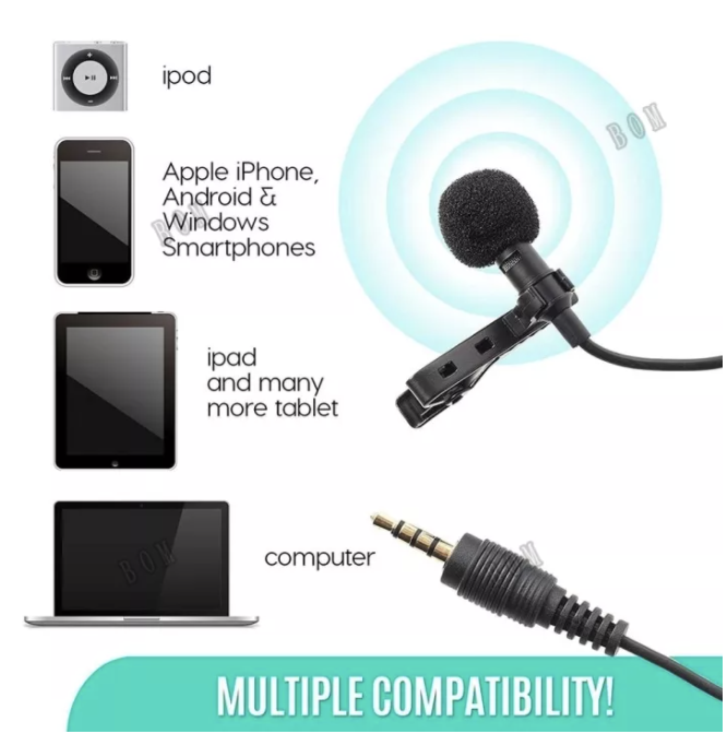 3.5mm Mini Studio Speech Microphone Mic Clip On Lapel for PC Desktop Notebook S! 
