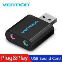 Vention Kartu Suara Eksternal USB untuk 3.5 Mm Jack Aux Adaptor Headset Stereo Audio Sound Card untuk Speaker PC MIC komputer Laptop PS4