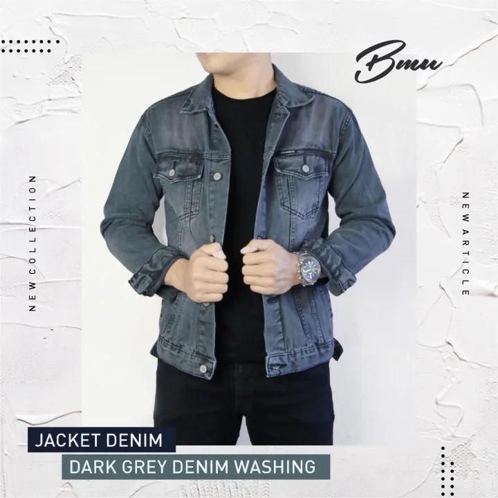 jaket jeans dark grey