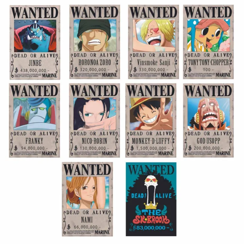 10pcs Set One Pieces Poster Anime Nami Lufffy Robin Chopper Pirates Wanted Posters Wall Hanging Home Decor Ornament Lazada Ph
