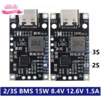 DFH4H Type-C USB 2-3S โมดูลเพิ่มการชาร์จไฟแบตเตอรี่ลิเธียม8.4V 12.6V 1.5A BMS 15W โมดูลเพิ่มการแปลงไฟสมดุลกับชาร์จเร็วแผงชาร์จแบตเตอรี่ที่แบตเตอรี่ลิเธียม