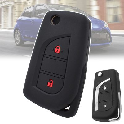 huawe Silicone Key Fob Car Remote Cover Shell Case Key Chain Ring 2 Button Protector For Toyota Corolla Highlander Rav 4 Yaris Camry