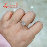 5.5*5.5มม. สแควร์สีขาว Moissanite 925 12 Eternity Band เงินสเตอร์ลิงแหวนเครื่องประดับแหวนหมั้น