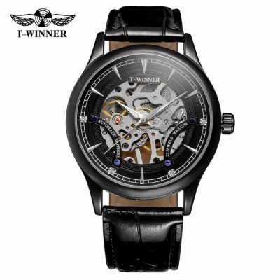 2018 Winner Men Mechanical Watch black Hands Skeleton Full Golden Design Wristwatch Top Brand Luxury Clock Christmas Gift