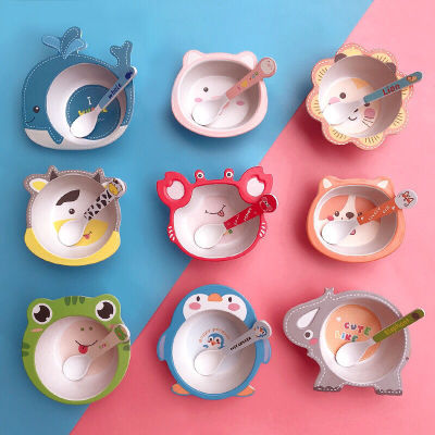 Creative Carton Animals Bamboo Fiber Kids Baby Children Boy Girl Food Solid Feeding Dinnerware Bowl