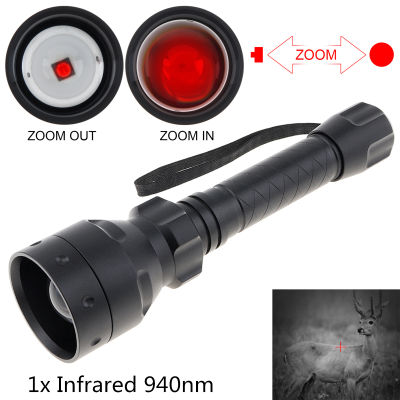 SecurityIng T50 Infrared Flashlight IR 850nm 940nm Hunting Tactical Torch Zoomable Long Range used with Night Vision Device