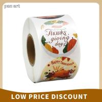 สติกเกอร์ของขวัญลาย Happy Thanksgiving ม้วนกาวสติกเกอร์ฟักทอง PAN6303936269 500ชิ้น1.5นิ้วของตกแต่งงานปาร์ตี้ฉลากลายตราประทับ