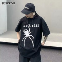 SUPEEON丨เสื้อคอกลมแขนสั้นพิมพ์ลายเสื้อยืดอเนกประสงค์เสื้อสำหรับผู้ชายคู่ลำลองมีสไตล์ฤดูร้อน