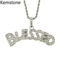 Kemstone ฮิปฮอปโซ่ pensonalized Inlay rhinestone ภาษาอังกฤษคำจี้สร้อยคอสำหรับผู้ชาย