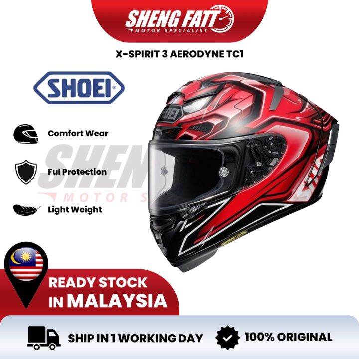 SHOEI XSpirit 3 Aerodyne TC1 Helmet Motor Visor Topi Keledar Full Face