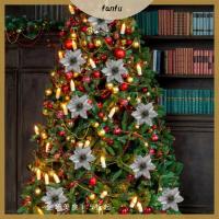 FANFU สีสัน ผงทอง ตกแต่งปีใหม่ ประดิษฐ์ ดอกไม้คริสต์มาส เครื่องประดับคริสต์มาสที่บ้าน ดอกไม้ปลอม ตกแต่งต้นคริสต์มาส
