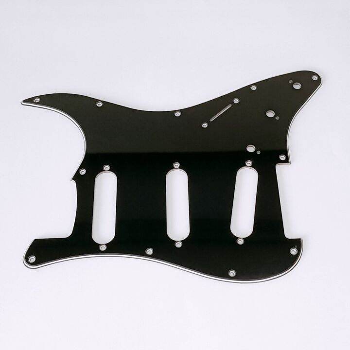 black-3-ply-11-holes-sss-guitar-pickguard-anti-scratch-plate-for-st-fd-electric