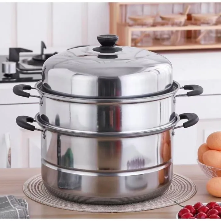 COD 3 Layer Stainless Steel Steamer And Cooker 28cm | Lazada PH