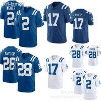 เสื้อ NFL pony Colts เบอร์ 2 28 17 เสื้อฟุตบอลลายปักสีน้ำเงินขาว