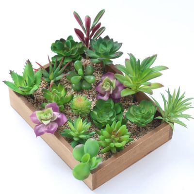 12 PCS Artificial Green Purple Red Flocking Succulent Plants DIY Home Garden Office Wedding Decoration Mini Bonsai Plante