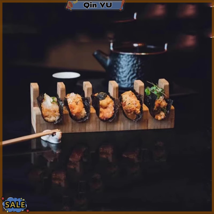 ใหม่สำหรับ-tuesqin-yu-ชั้นซูชิญี่ปุ่น1ชิ้นที่วางขนมกินเล่นทาโก้ทำจากไม้จานไม้วางอาหารแบบซาซิมิเรือซูชิสำหรับร้านอาหารโรงแรมบ้าน