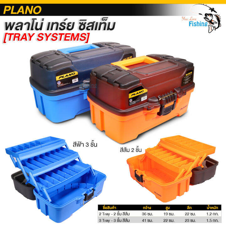 กล่องจัดเก็บอุปกรณ์ตกปลา-plano-three-tray-มี-2-แบบให้เลือก-สีส้ม-2-ชั้น-และ-สีฟ้า-3-ชั้น