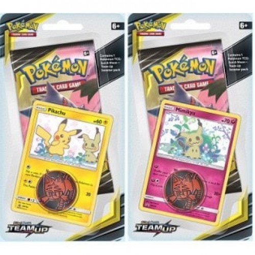 with Coin Pokemon TCG Sun & Moon Team Up Mimikyu Blister Booster Pack 