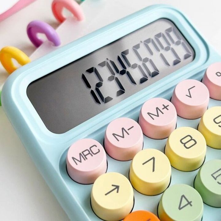 เกาหลีเครื่องคิดเลข-kawaii-เครื่องคำนวณการ์ตูนลูกกวาดสีเงียบคีย์บอร์ดแบบกลไกตั้งโต๊ะเครื่องคิดเลขเรียนรู้ด้านการเงินและบัญชี