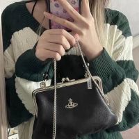 [Empress Dowager West] Saturn Sheepskin Plaid Solid Color Messenger High Quality Chain Portable Dumpling Bag