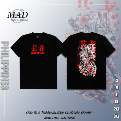 MADFACE เสื้อผ้าญี่ปุ่น art-Geisha Tee ของขวัญสำหรับ Unisex Heavyweight Top streetwear เสื้อยืด