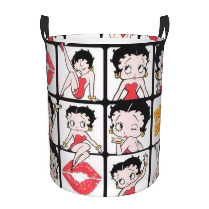 betty-boop-ตะกร้าผ้ากันน้ำ-oxford-ตะกร้าที่เก็บเสื้อผ้าสกปรกในห้องน้ำตะกร้าผ้ากันน้ำที่ใช้ในครัวเรือนตะกร้าผ้า