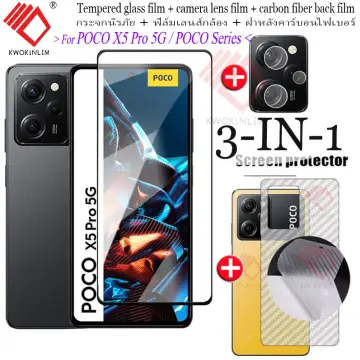Ibywind Screen Protector For Xiaomi Poco X3/X3 Pro,with 2Pcs Tempered  Glass,1Pc Camera Lens Protector,1Pc Backing Carbon Fiber Film [Fingerprint