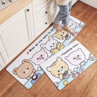 Cartoon PU Leather Kitchen Mat Oil-proof and Waterproof Kitchen Rugs Anti-fatigue Foot Mats Non-slip Long Kitchen Floor Mats