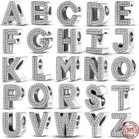 925 sterling silver charm 26 letters A-Z charm bead Fit Original Pandora Bracelet for women fashion DIY jewelry gift