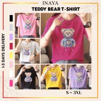 INAYA Women T-Shirt Round Neck Casual Girls Printed Teddy Tee Short Sleeve Baju Perempuan Lengan Pendek WanitaDR00154