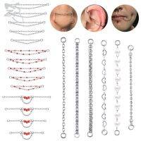 {พัดลมละติน} ZS 1ชิ้น17-50สเตนเลสสตีลโซ่หัวหมุดหูเกลียวเจาะกระดูกอ่อนที่ติ่งหน้ารูหูพู่อัญมณีประดับร่างกายชั้นโซ่คู่