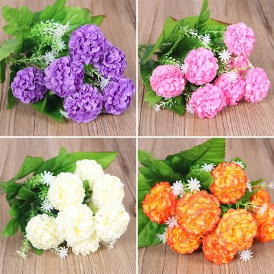 【cw】 New 9 large flower head simulationchrysanthemum ball fake silk flower weddinghome garden home decoration bouque