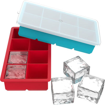 แม่พิมพ์ก้อนน้ำแข็งซิลิโคนรูปทรงสี่เหลี่ยม5เซนติเมตรขนาดใหญ่ถาดน้ำแข็ง Bpa ฟรีวางซ้อนกันได้ที่มีความยืดหยุ่นปลอดภัยบิ๊กน้ำแข็งแม่พิมพ์ Gadgets ครัว