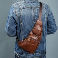 High Quality Mens Leather Vintage Sling Chest Back Day Pack Travel fashion Cross Body Messenger Shoulder Bag