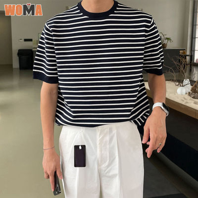 WOMA เสื้อคอกลมแขนสั้นผู้ชาย,เสื้อลำลองระบายอากาศ